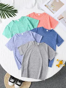 Boy's Solid Color Tee, Casual Short Sleeve Round Neck T-shirt for Summer, Kids Clothes for Daily Wear