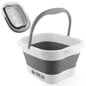 Collapsible Foot Bath Basin for Soaking Feet, Foot Soak Tub, Plastic Foot Bucket with Handles -Foldable Laundry Basket, Foot Spa Kit for Women and Men