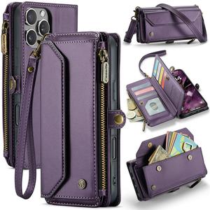 crossbody zipper shoulder bag design phone case, 1 set multi card pouch bag protective case with long shoulder strap & short hand strap, phone case for iphone, smartphone accessories