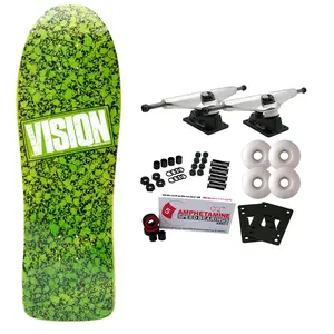 Vision Skateboard Complete Punk Skull Modern Concave Lime/White 10" x 30.5" Old School
