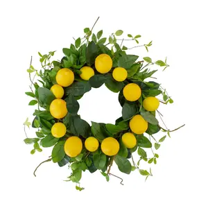 Lemons and Assorted Foliage Spring Wreath  Yell ow and Green