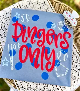 Comfort Colors Dingers Only T-shirt, Baseball, Play Ball, Home Run, Sports, Game Day, Preppy, Trendy, Girly, Doodle, Ball
