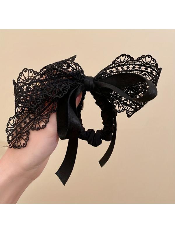 1 piece of black lace ribbon bow headband, bow headband hair accessory, retro black lace headband, suitable for tying hair, available in 4 seasons, suitable for Christmas, Halloween, Christmas Eve, birthday and New Year gifts