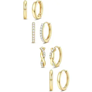 Jstyle Small Gold Hoop Earrings Trendy 14K Gold Plated Huggie Earrings Hypoallergenic Cartilage Earring Cute Dainty Hoops Sets for Women