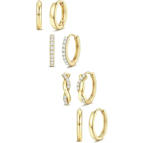 Jstyle Small Gold Hoop Earrings Trendy 14K Gold Plated Huggie Earrings Hypoallergenic Cartilage Earring Cute Dainty Hoops Sets for Women