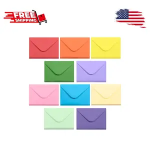 Gift Card Envelopes - Gummed 100-Count Mini Envelopes 10 Colors, 4 x 2.7 Inches