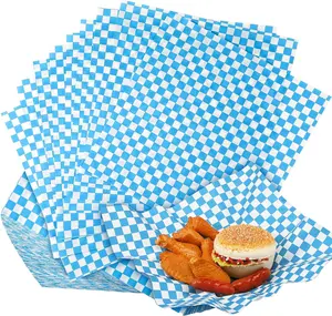 1000 Sheets Wax Deli Paper Sheets for  12 x 12 Inch Checkered Dry Waxed Deli Basket Liners for Sandwich Wrapping,  Basket Liners, Picnic party(Blue-white)