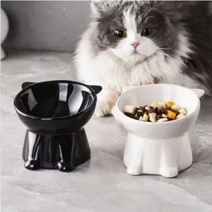 2pc High-End / Elevated Pet Bowls, 15° Anti-Vomit Design, Cervical & Spinal Protection, Non-Slip Base, Durable Plastic, Ideal for Cats & Small Dogs