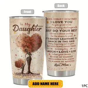 Personalized Gift from Mom to Daughter 20oz Tumbler, Custom Name Stainless Steel Travel Mug, Heartfelt Birthday or Christmas Gift for Daughter, 20oz Vacuum Insulated Water Bottle with Lid and Straw