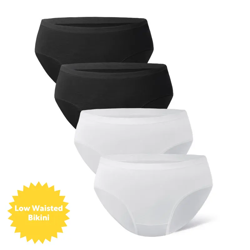 Black/White -  Low Waisted Bikini