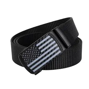 American Flag Belt for Men Black Nylon Ratchet Belts 4th of July Patriotic Decorations