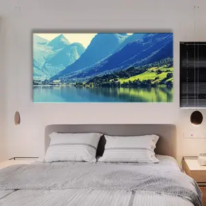 Looife Landscape Canvas Wall Art, 48x32 Inch Colorful Mountain, Lake and Forest Picture Prints Wall Decor for Living Room and Bedroom, Scenery Painting Wrapped Canvas Art Deco for Home Decoration Photo Poster Decorative Gifts Mural Ornaments Artistic