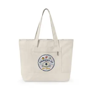 Emergency Kit Nurse Illustration Zippered Canvas Tote | Medical Patch Design