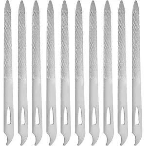 10-Pack Metal Nail Files for Natural Nails - Stainless Steel, Thin, Durable with Curved Sharp Pointed Tip, Double-Sided Manicure and Pedicure Tools