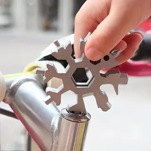 Snowflake multi-tool: portable stainless steel with bottle opener, screwdrivers, wrench. Great Christmas gift for men, cool camping tool, unique for husbands and dads