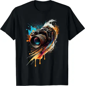 Casual Cotton shortsleeve tees Beautiful Camera for Photography Fans Camera Photographer Art T-Shirt