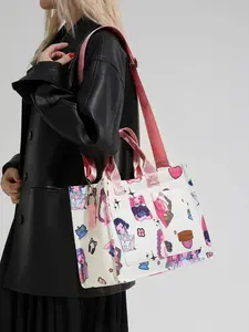Women's Elegant Bow Pattern Tote Bag, Fashionable Large Capacity Shoulder Bag for Work & Daily Used, Casual Trendy Versatile High-quality Daily Commuting Bag, Elegant Commuter Bag