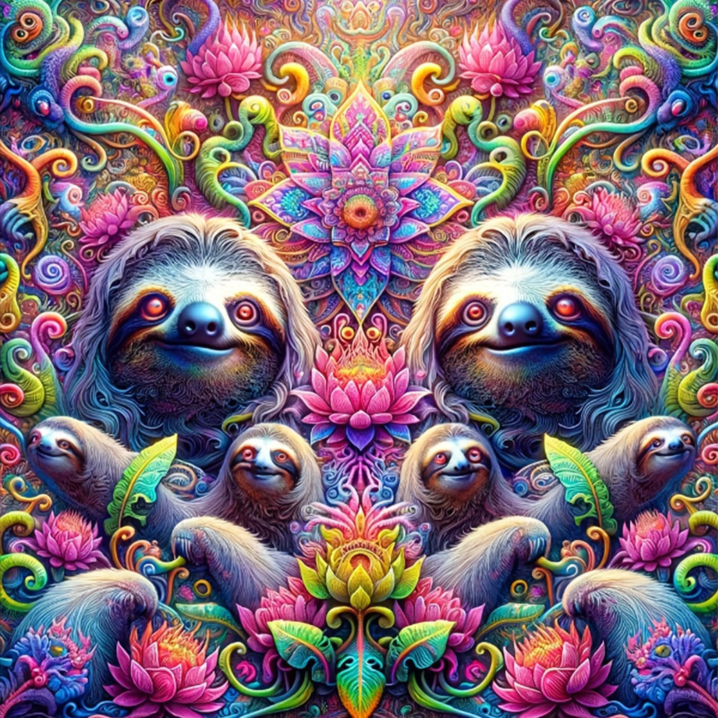Spiritual mandala with ghosts of sloths DIY 1pc 50x50cm Diamond Painting Cross Stitch Kits Embroidery Art Diamond Mosaic For Home Decor Gift