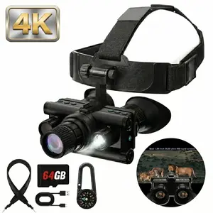 4K Night Vision Binoculars, 8X Digital Zoom Head Mounted Night Vision Goggles, 5X Magnification, 1986FT/600M Long Range, Day & Night Digital Infrared Goggles for Hunting Camping Head Mounted Night Vision Goggles 4K Video,