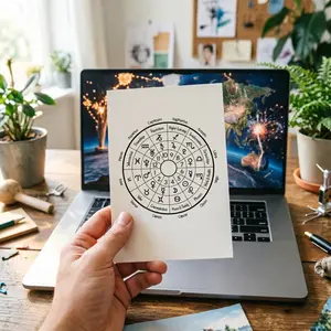 10 Vintage Astrology Birth Chart Templates, 12 House Zodiac Symbols, Handmade Kraft Paper Astrology Learning Tool, Natal Chart Analysis, Zodiac Interpretation Cards