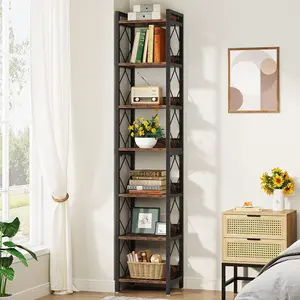 Tribesigns 78.7 Inch Extra Tall Narrow Bookshelf, 7 Tier Skinny Bookcase for Small Spaces, Freestanding Display Shelves, Multifunctional Corner Storage Organizer Unit for Home Office
