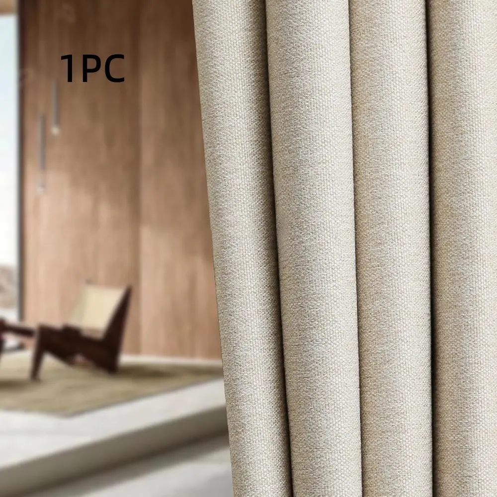 Cream Color Wool Blend Blackout, Modern Simple Solid Color Thickened Noise Reduction Insulation Sunshade, Iron Ring Processing Multiple Colors Available, Grommet Curtains, Thermal Insulated Curtain, Blackout Bedroom Curtains, Window Curtain