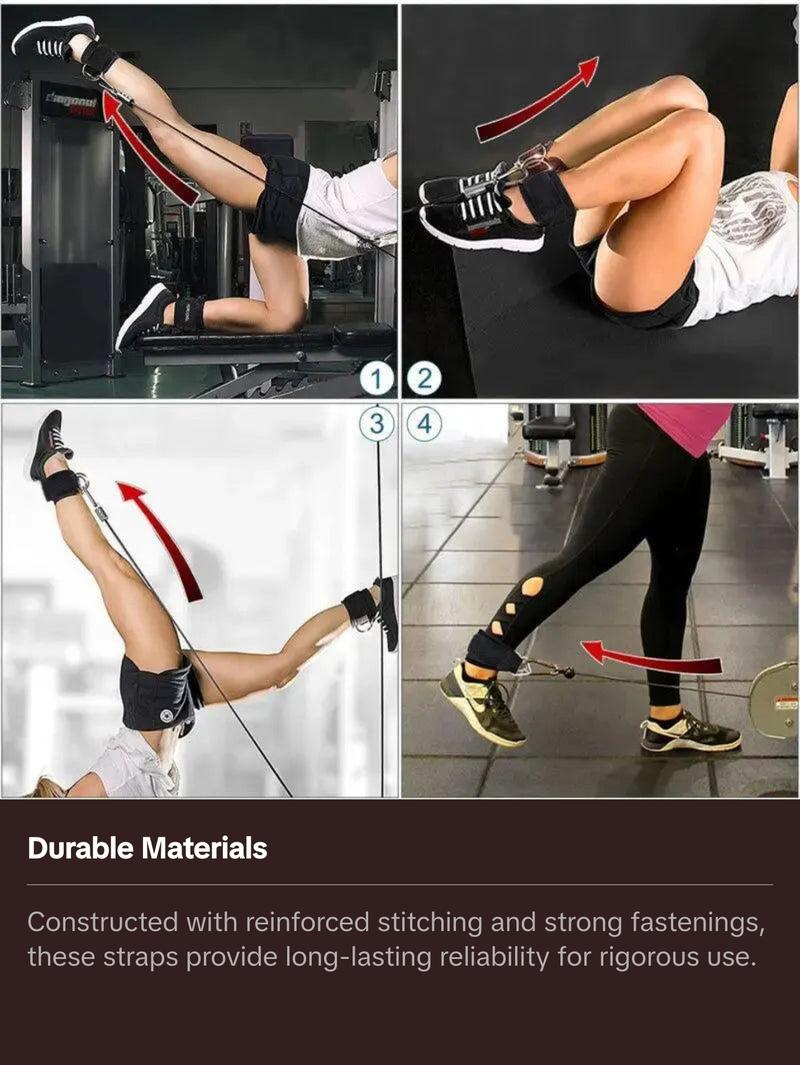 Cable Ankle Straps - Adjustable Nylon Polyester Straps for Cable Machines, Resistance Trainers & Various Gym Systems - One Size Fits All
