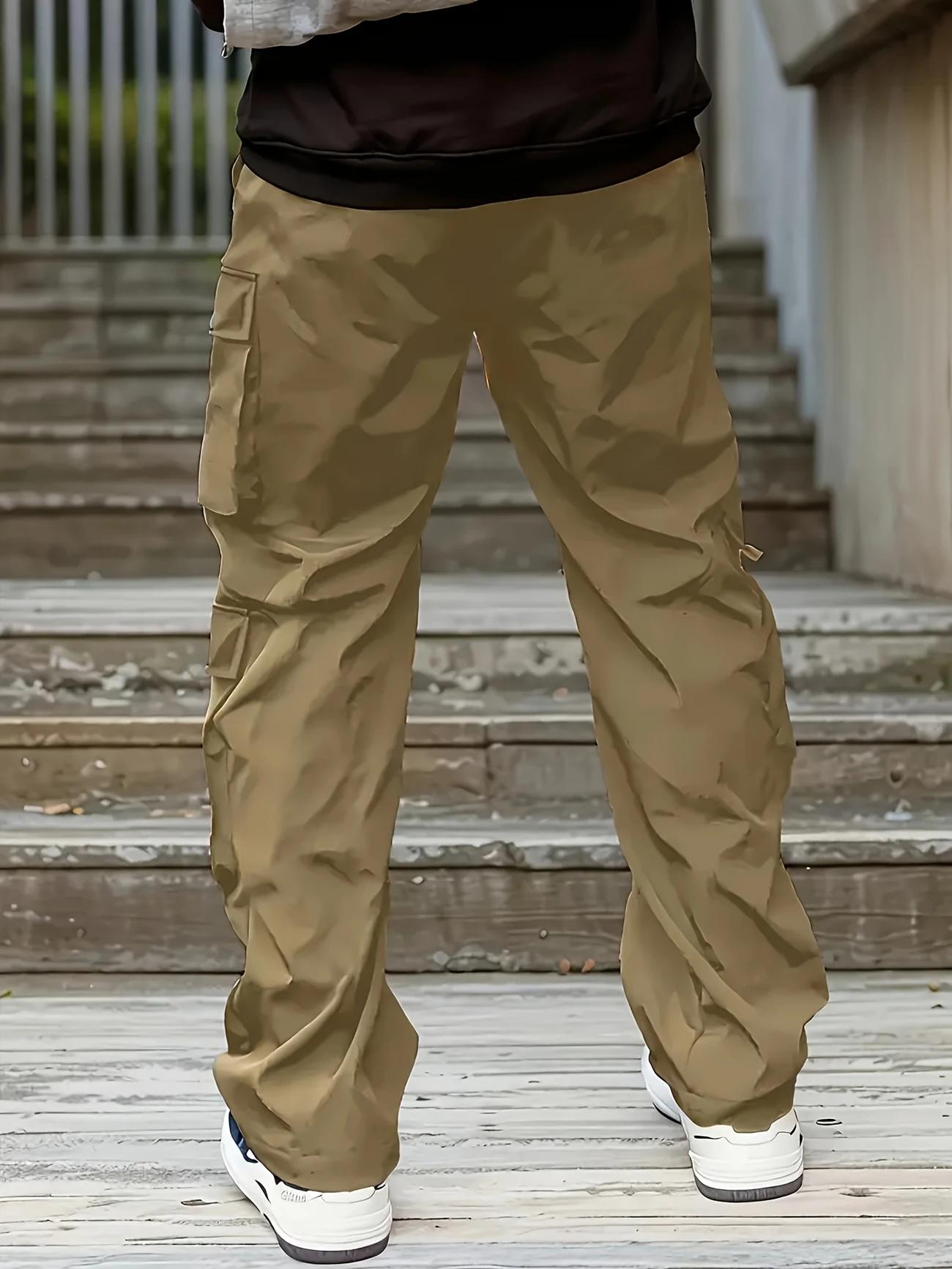 3-Pack Men's Casual Cargo Pants Zipper Detail Multi-Pocket Durable Work Trousers