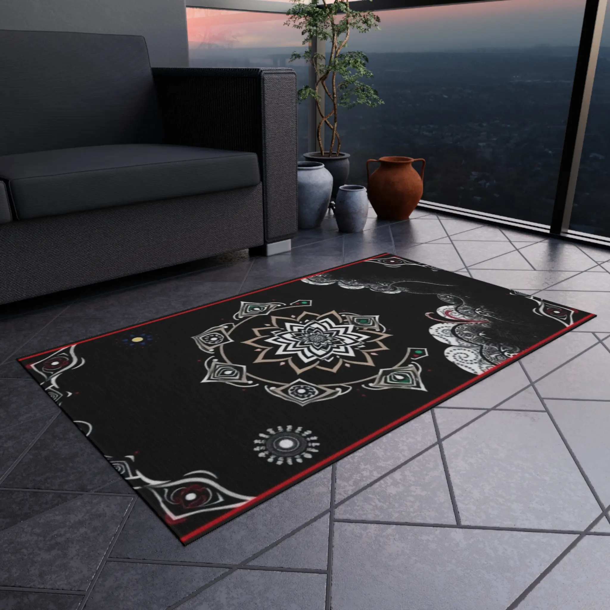 Chakra Celestial Meditation Outdoor Rug | Spiritual Gathering Yoga Mat, Versatile Patio Rug, Mindfulness Garden Decor, Eco-Friendly