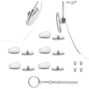 Glasses Nose Pad, 5 Pairs Non-Slip Soft Nose Replacement Pads, Nose Pieces Pads for Glasses Sunglasses with Screws, 3-in-1 (,Teardrop)