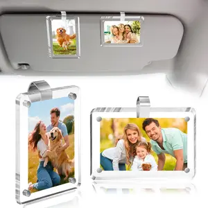 2Pcs Car Picture Holder for Sun Visor, 2.36"x3.54" Magnetic Car Visor Photo Clip - Horizontal & Vertical Display, Car Photo Holder Universal Fit for Car Visors, Personalized Car Picture Frame, Gift For Valentine‘s Day