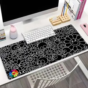 Art Skull And Flower Large Gaming Mouse Pad,Aesthetic Desktop Drotection Pad,Washable Rubber Pad Non-Slip Lock Edge Multi-Size Mouse Pad Suitable For Home Office,Good Gift for Family and Friends,Computer Desk Mat