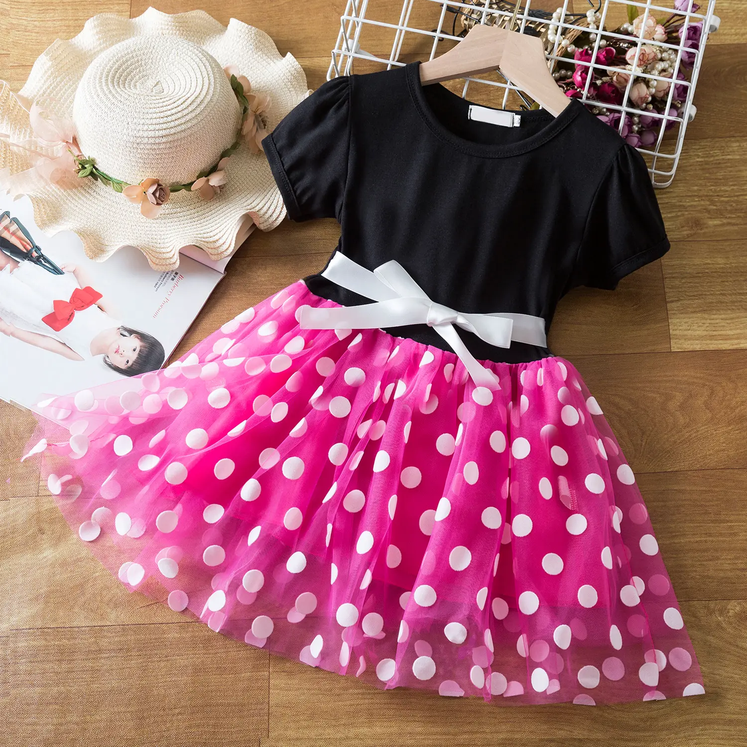 Baby Polka-dot Printed Dress for Girl Cute Princess Halloween Birthday Party Tutu Toddler Girls Dresses with Ribbon  Belt