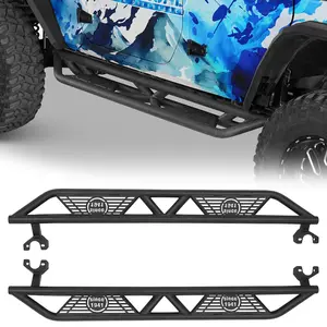 Hooke Road Side Steps Rocker Guard Bars for 2007-2018 Jeep Wrangler JK JKU 4 Door