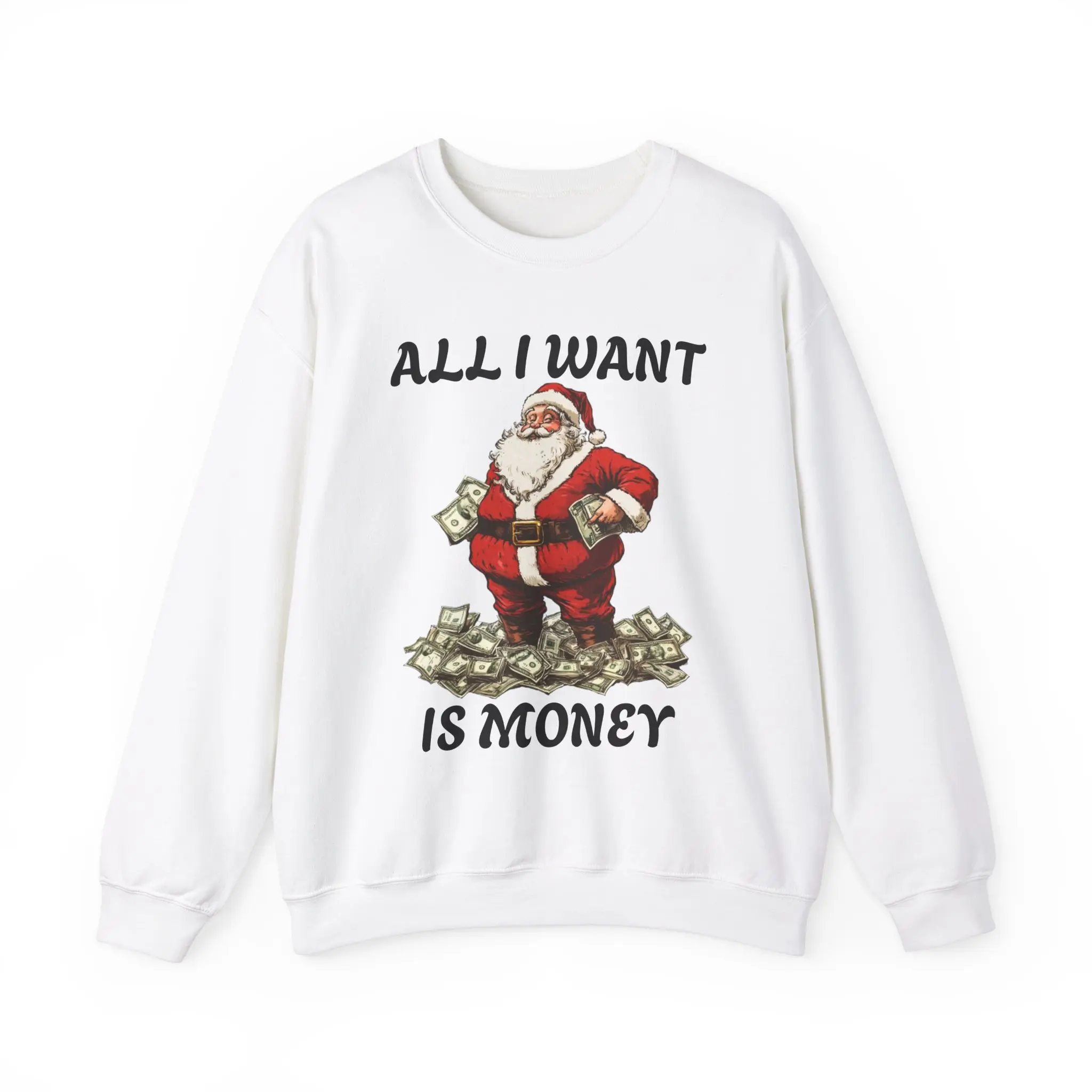 Money Santa Crewneck Sweatshirt, Christmas Cash Jumper, Funny Holiday Unisex Pullover, Santa Claus Tee, Money Lover Gift