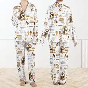 Pride and Prejudice Pajamas Set For Women And Kids Jane Austen Sleepwear Set Romantic Book Lover Gift Cozy Literary Loungewear for Women 100% Polyester Satin Short Sleeve Top & Pants with Elastic Waistband - Womenswear