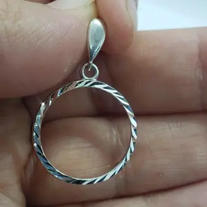 Sterling Silver Penny Bezel 19 mm Coins Prong Back Diamond Cut 1 Cent Six Pence
