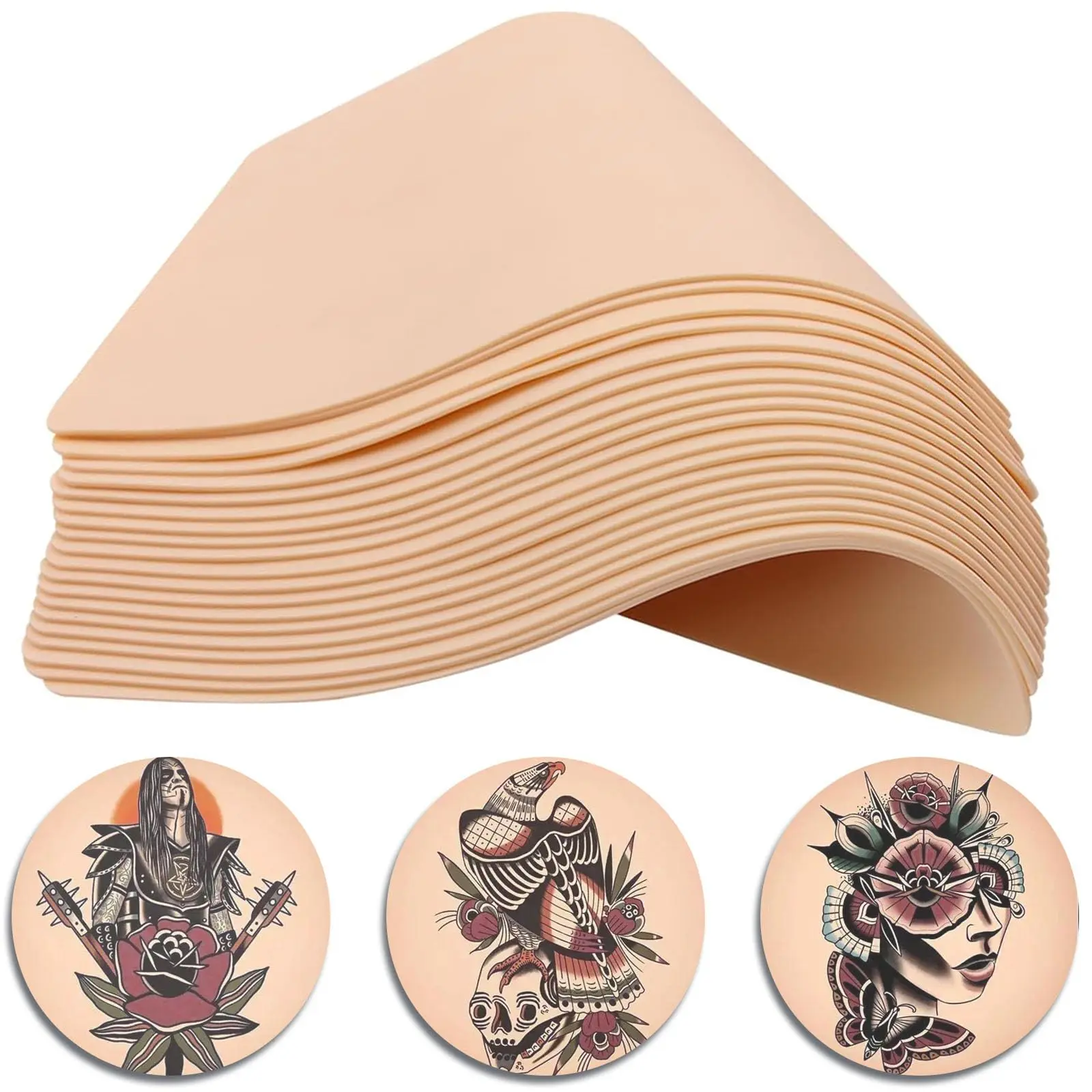 20pcs Blank Tattoo Practice Skin - NAQASE Tattoo Skin Practice Fake Skin 8"x6" Double Sides Real Skin Microblading Eyebrow Skin for Beginners and Experienced Artists