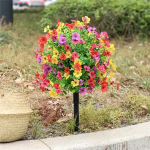 Realistic Plant Ground Insert Lavender Eucalyptus Fake Flowers, Plastic Floral Plant, Garden Landscape Decoration, Outdoor Artificial Flower Stakes Decor, Fake Blossom Plants, Artificial Faux Flowers