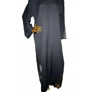 Black Abaya with Black Rhinestones.
