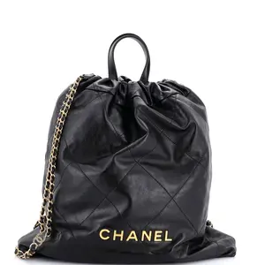 Pre-owned CHANEL Leather Backpacks 22 Chain Backpack Quilted Calfskin Large by Rebag
