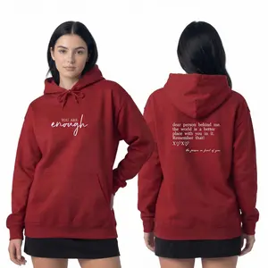 Embroidered You Are Enough with Dear Person Behind Me Message, Inspirational Mental Health Hoodie, Positive Affirmation Crewneck, Encouragement Gift for Men and Women
