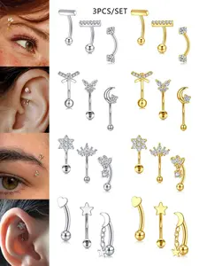Stainless Steel Rook Piercing Jewelry, Curved Barbell Tiny Vertical Labret, Eyebrow Lip Jewelry, Ear Navel Belly Button Ring, 16g Bar Gift, Body Piercing Jewelry