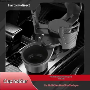 2 in 1 Car Cup Holder Expander 360° Rotating Carbon Fiber Texture Retractable Universal Fit Dual Cup Holder for Cars Trucks SUVs