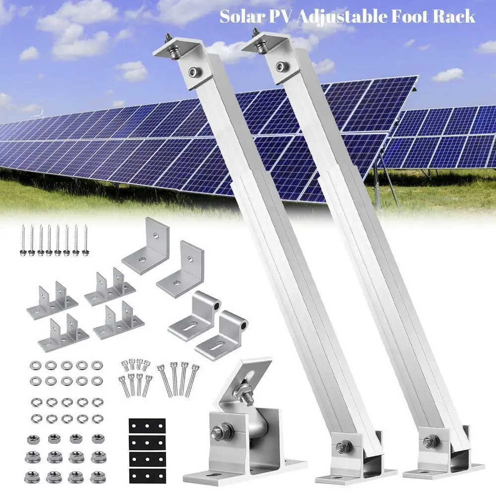 【Summerfinds】2PACK Solar Panel Photovoltaic Installation Brackets with Adjustable Lifting Brackets & Front/Rear Feet - Heavy-Duty Aluminum Alloy 15°-30° Angle Adjustment
