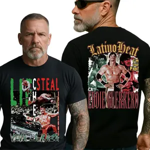 Eddie Guerrero Latino Heat Champion Heavy Cotton Shirt Wrestlemania XX Tshirt Lucha Wrestling Libre Hoodie Fan Apparel Menswear Printing, Fashion Cotton, Full Colors, Full Sizes, For Men, For Wome