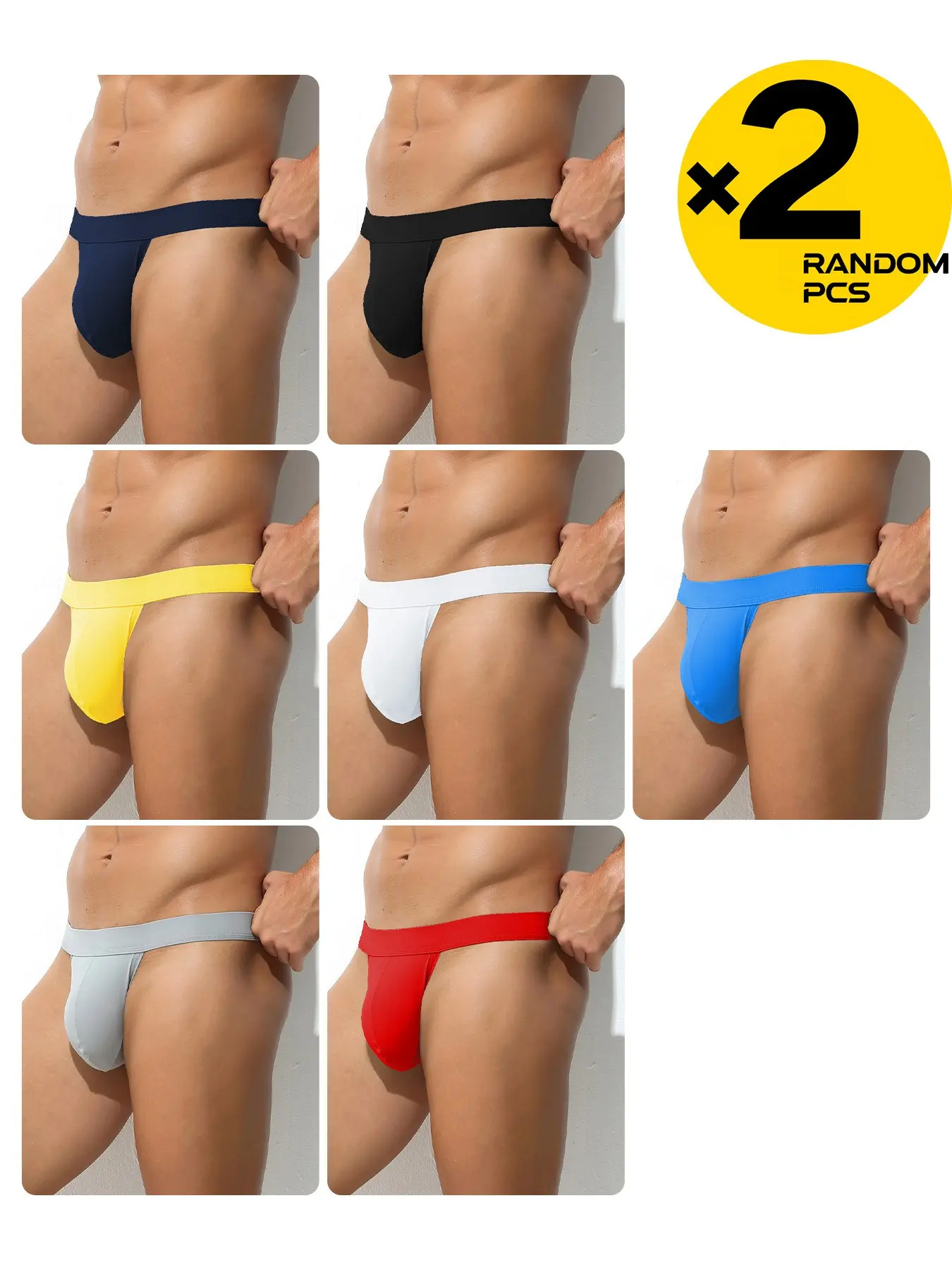 2-4 items random color styles, Plain, simple, Minimalist design, big scrotum, sexy men's triangle pants, Nylon, Breathable Comfy Underwear, Bikini style, elastic men's underwear
