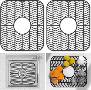 Kitchen Sink Mts,  2 count Non-Slip Het Resistnt  Sink Mts Protectors Kitchen for Bottom  Frmhouse Stinless Steel Porcelin, 13.58 x 11.6 Inch