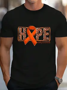 100% Cotton Kidney Cancer Hope Ribbon Leopard Kidney Cancer Awareness T-Shirt Women's Men's Graphic Tee Crew Neck summer vacation Tops