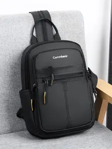 Men's Business Solid Color Zipper Backpack, Fashionable Minimalist Large Capacity Backpack, Casual Trendy Versatile High-quality Daily Commuting Bag, Lightweight Backpack